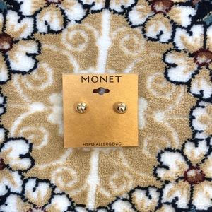 Monet golden ball earings
